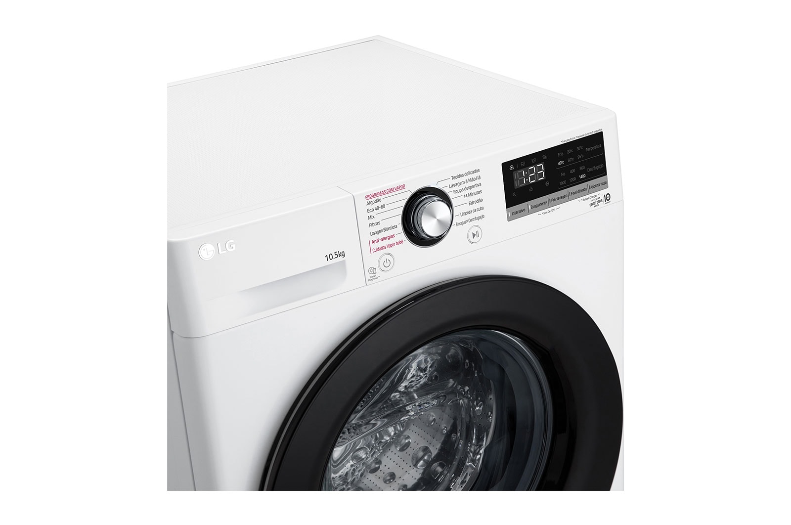 LG Máquina de lavar roupa LG F4WV3010S6W, 10,5 kg, eficiência energética B, 1400 r.p.m., AI DD™, Steam™, branco, F4WV3010S6W