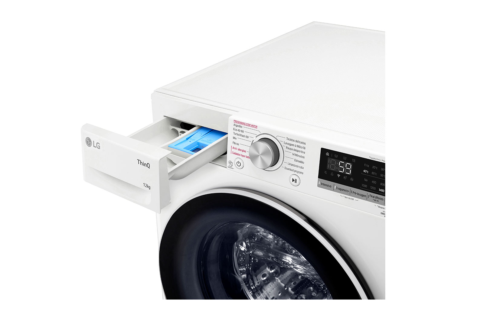 LG Máquina de lavar roupa LG F4WV5012S0W, 12 kg, eficiência energética B, 1400 r.p.m., AI DD™, Steam™, TurboWash™, branco, F4WV5012S0W