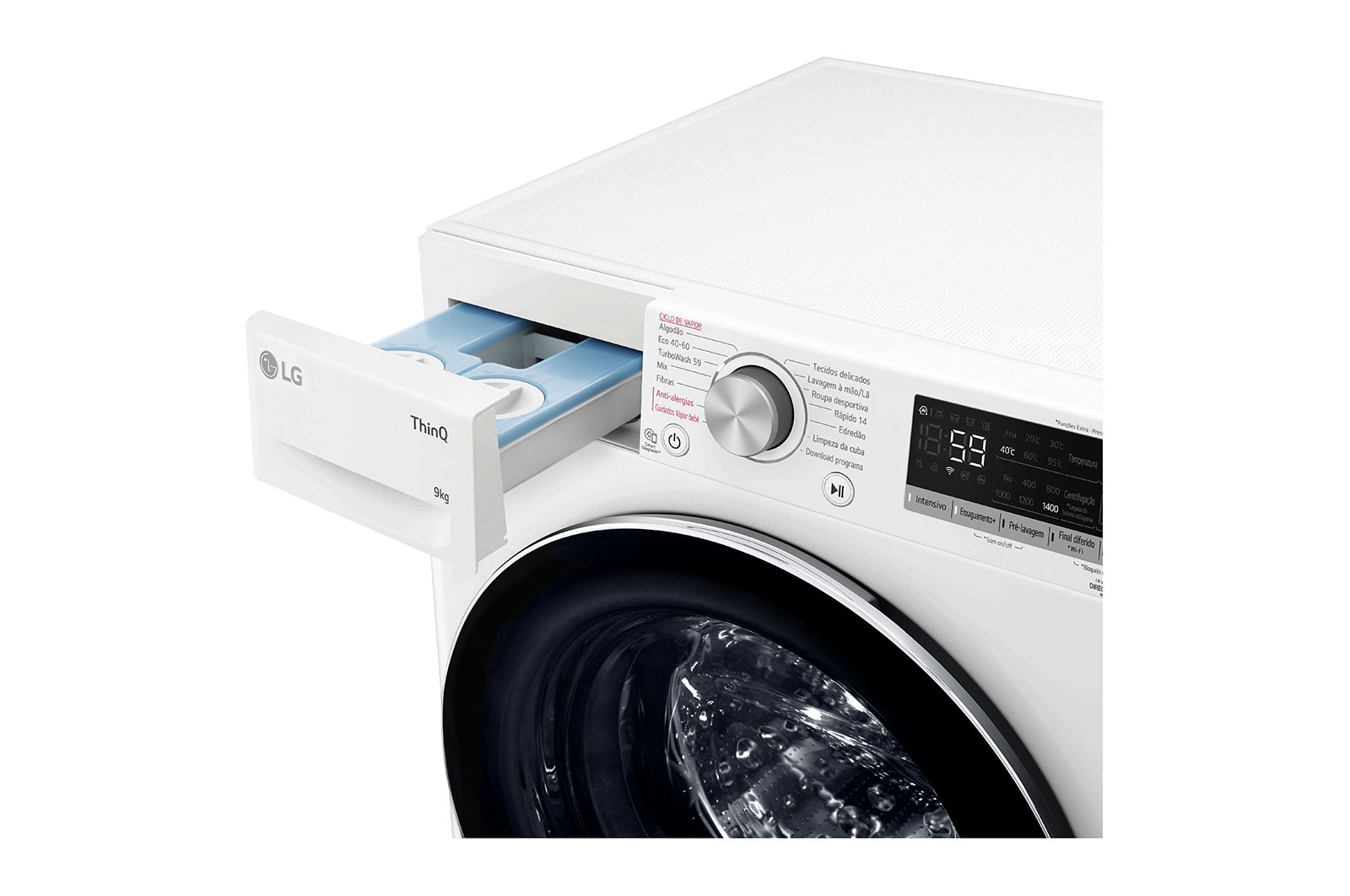 LG Máquina de lavar roupa LG F4WV5509S2W, 9 kg, eficiência energética B, 1400 r.p.m., AI DD™, Steam™, TurboWash™, ezDispense™, branco, F4WV5509S2W