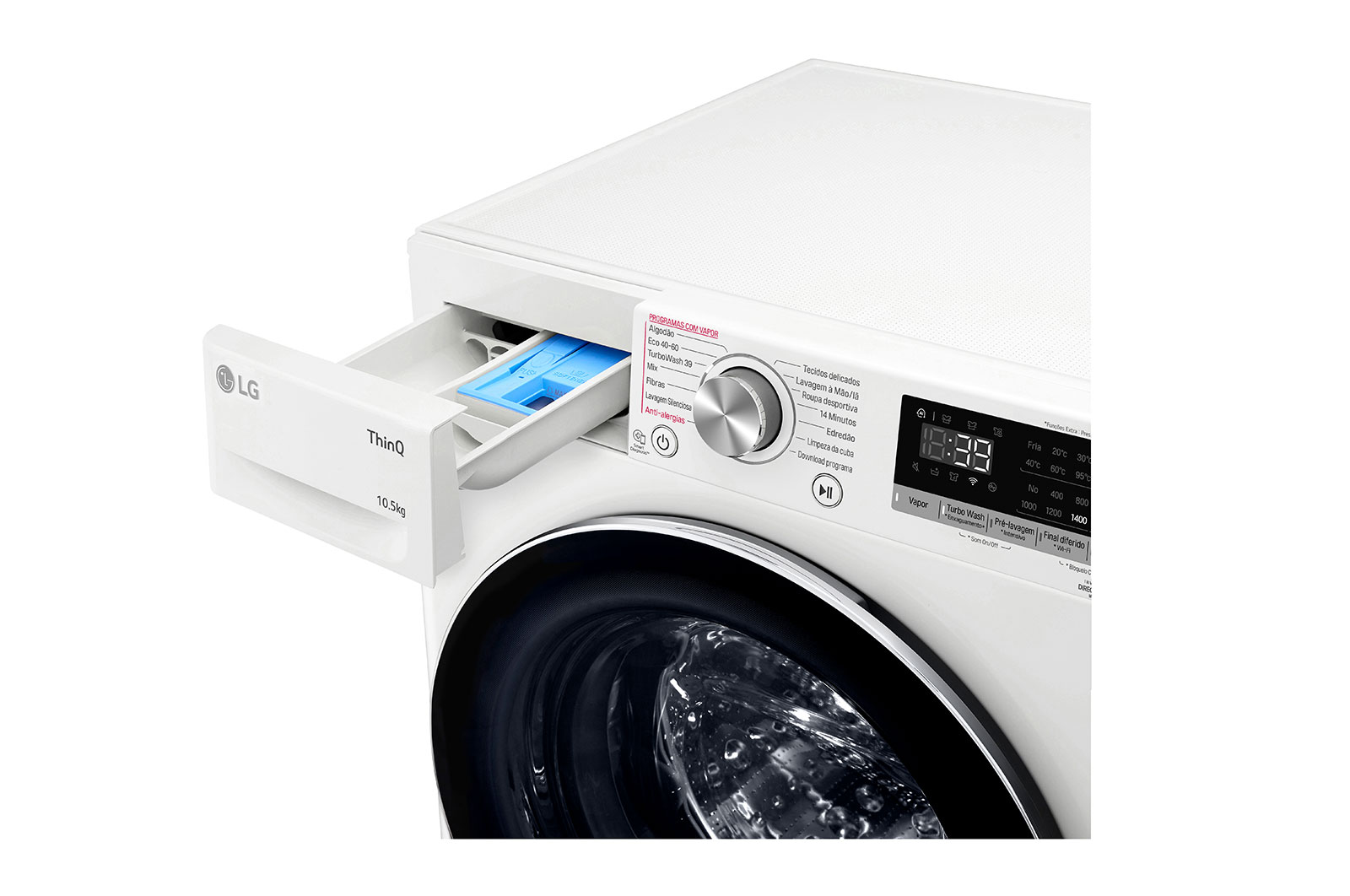 LG Máquina de lavar roupa LG F4WV7010S2W, 10,5 kg, eficiência energética A, 1400 r.p.m., AI DD™, Steam™, TurboWash360™, branco, F4WV7010S2W