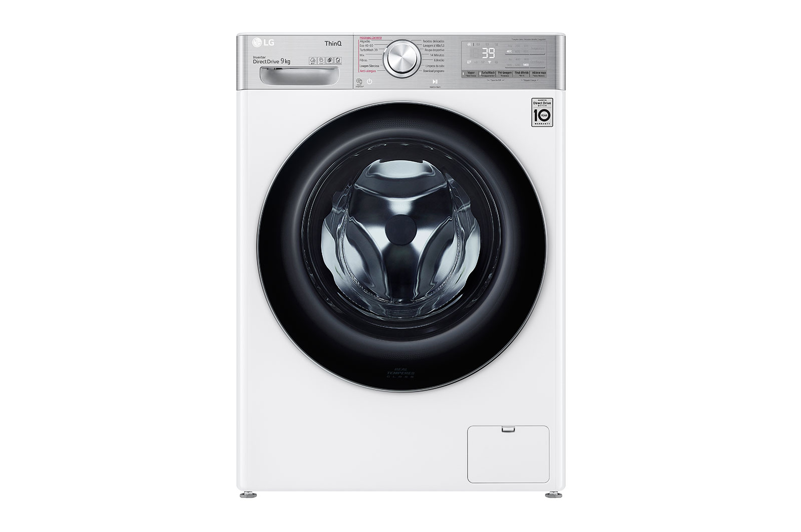 LG Máquina de lavar roupa LG F4WV9009P2W, 9 kg, eficiência energética A, 1400 r.p.m., AI DD™, Steam+™, TurboWash360™, branco, F4WV9009P2W