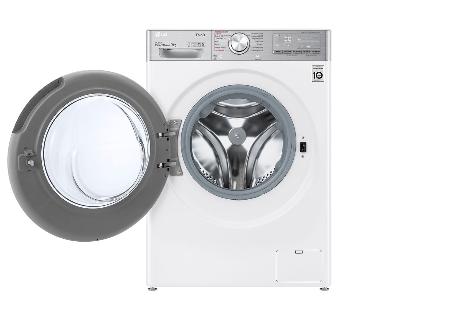 LG Máquina de lavar roupa LG F4WV9009P2W, 9 kg, eficiência energética A, 1400 r.p.m., AI DD™, Steam+™, TurboWash360™, branco, F4WV9009P2W