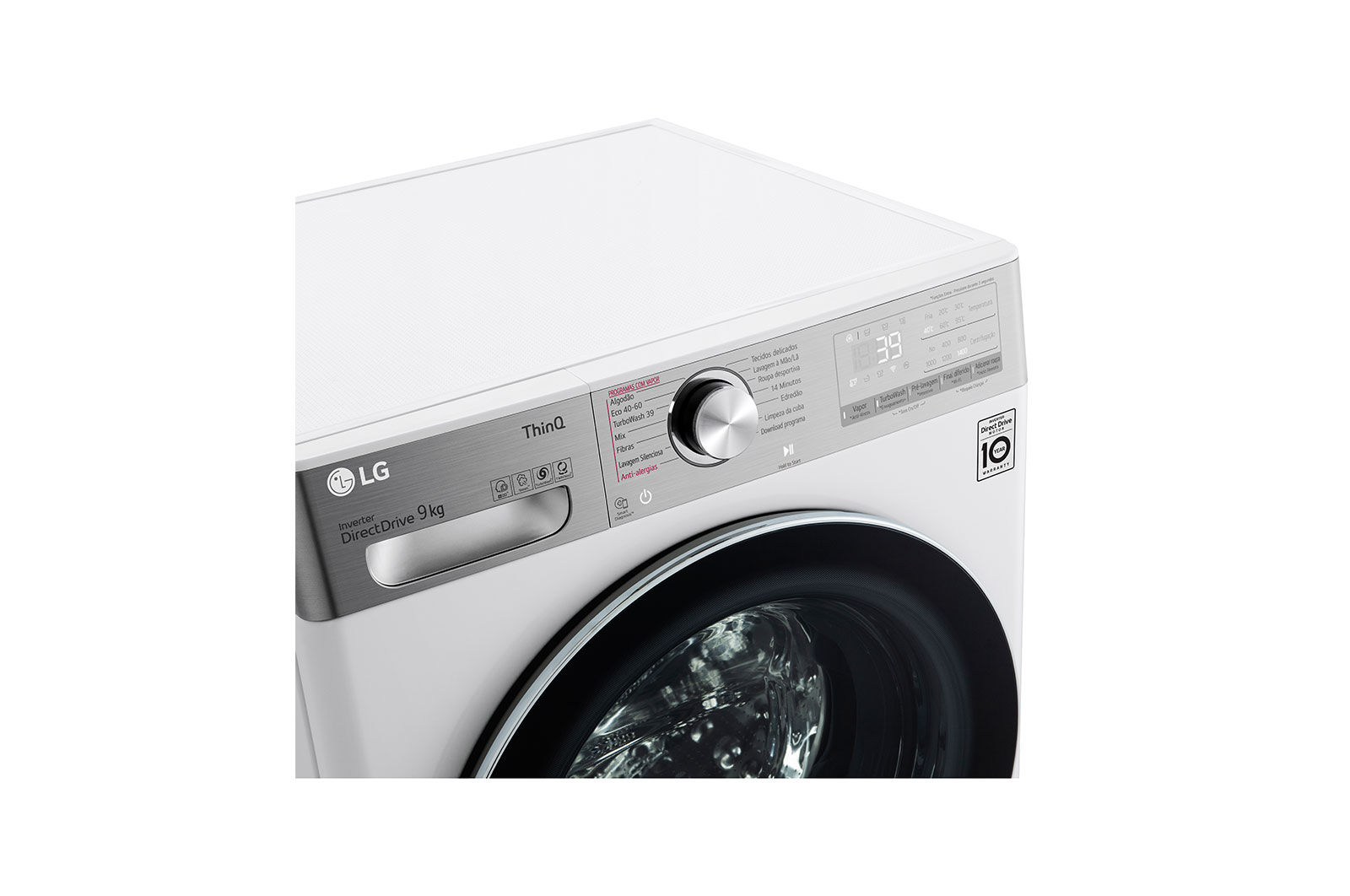 LG Máquina de lavar roupa LG F4WV9009P2W, 9 kg, eficiência energética A, 1400 r.p.m., AI DD™, Steam+™, TurboWash360™, branco, F4WV9009P2W