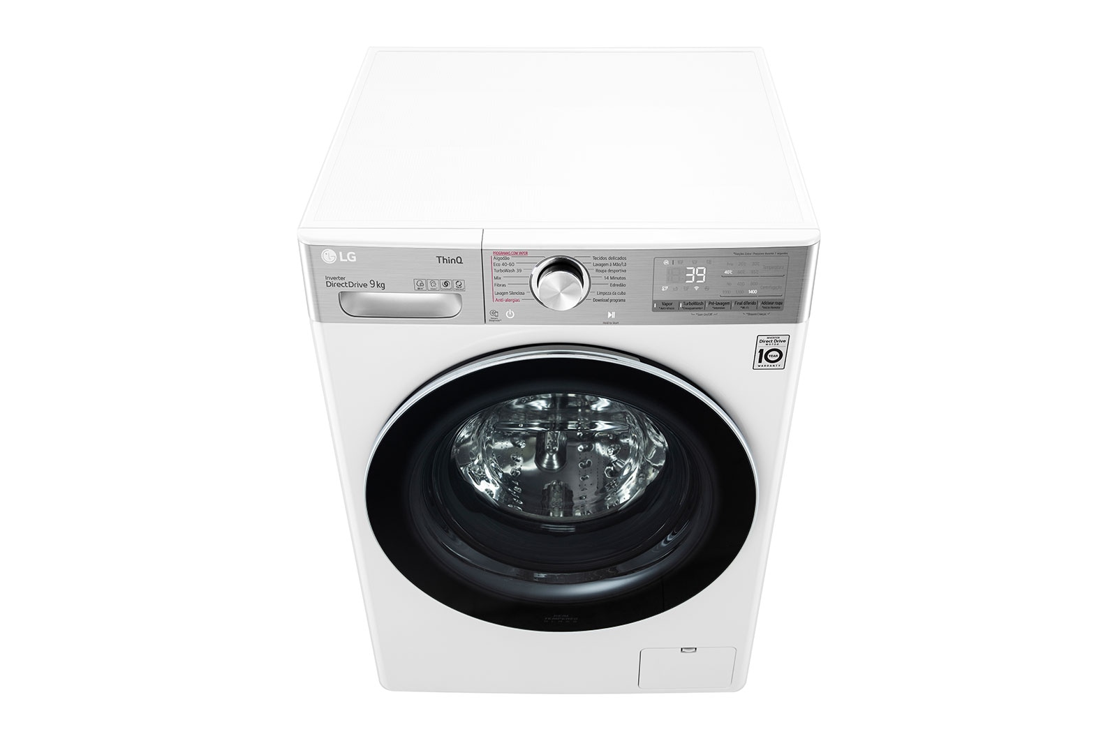 LG Máquina de lavar roupa LG F4WV9009P2W, 9 kg, eficiência energética A, 1400 r.p.m., AI DD™, Steam+™, TurboWash360™, branco, F4WV9009P2W