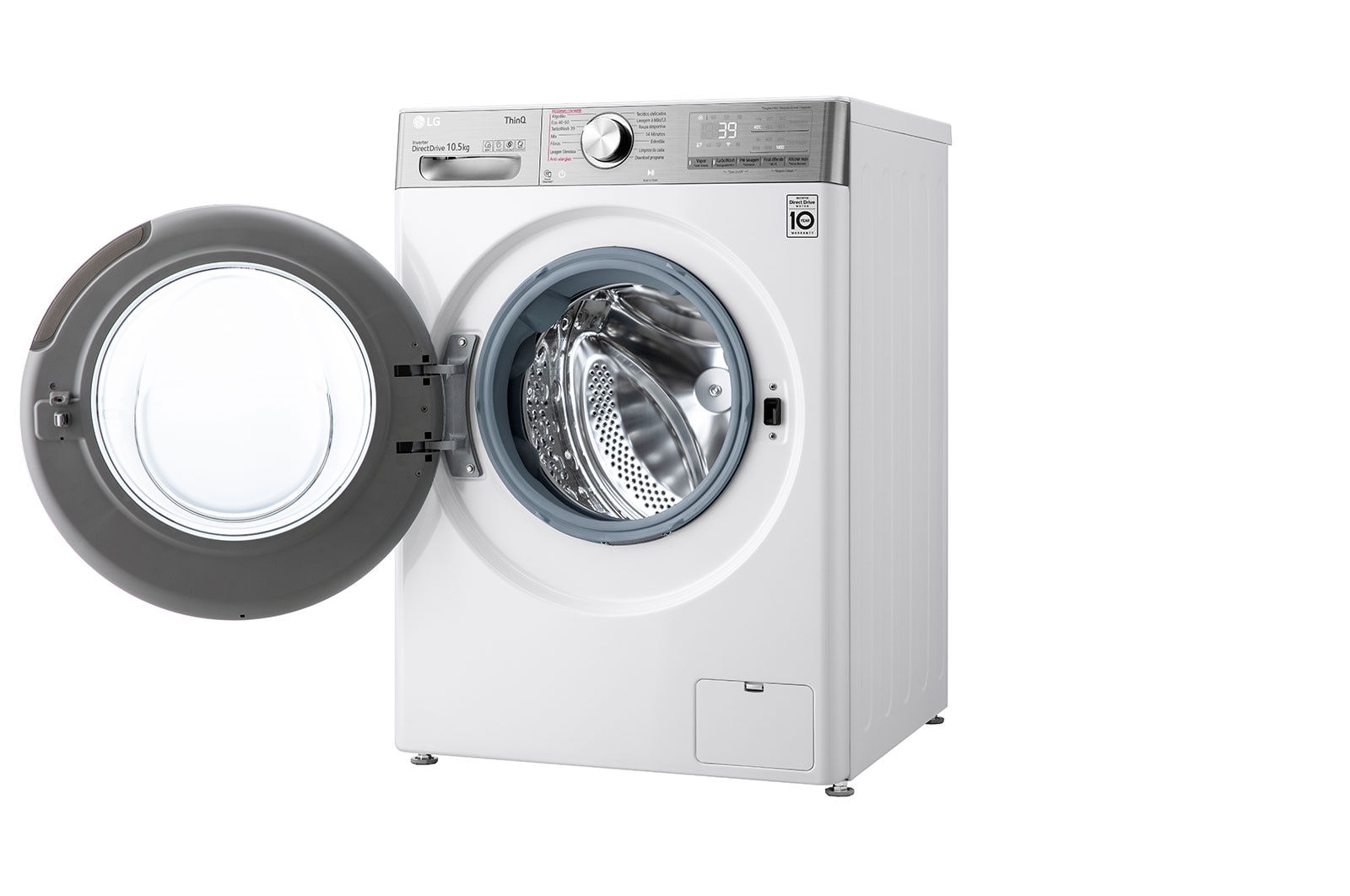 LG Máquina de lavar roupa LG F4WV9010P2W, 10,5 kg, eficiência energética A, 1400 r.p.m., AI DD™, Steam+™, TurboWash360™, branco, F4WV9010P2W