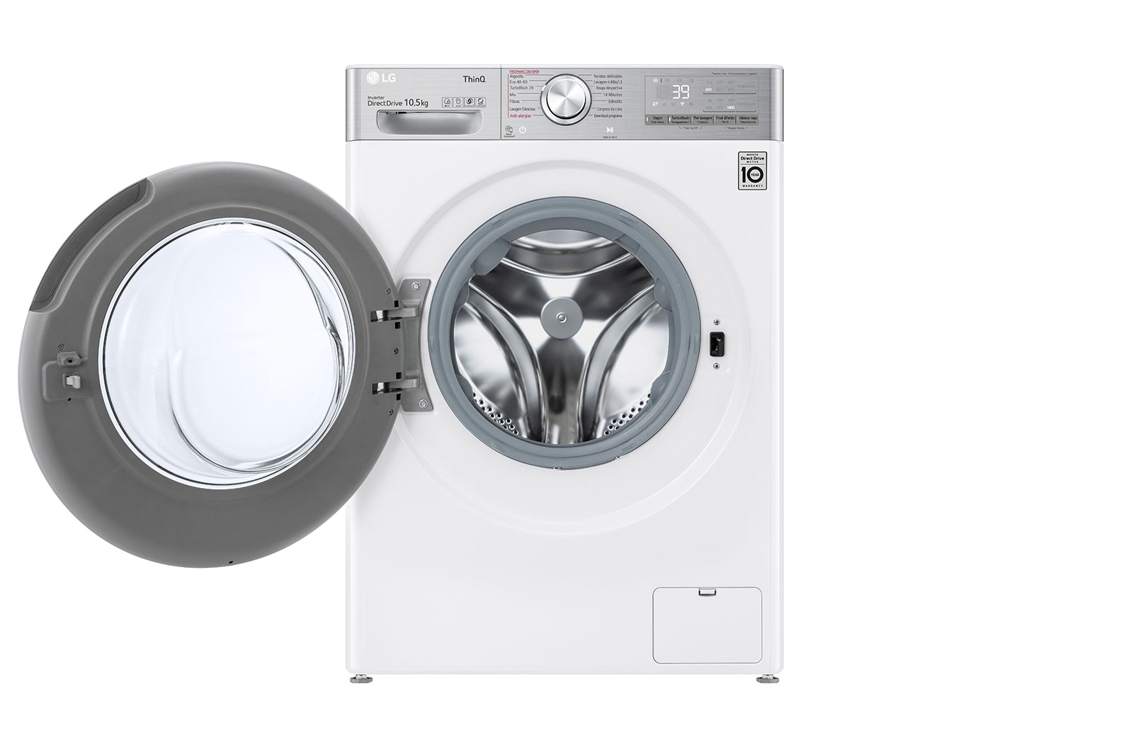 LG Máquina de lavar roupa LG F4WV9010P2W, 10,5 kg, eficiência energética A, 1400 r.p.m., AI DD™, Steam+™, TurboWash360™, branco, F4WV9010P2W