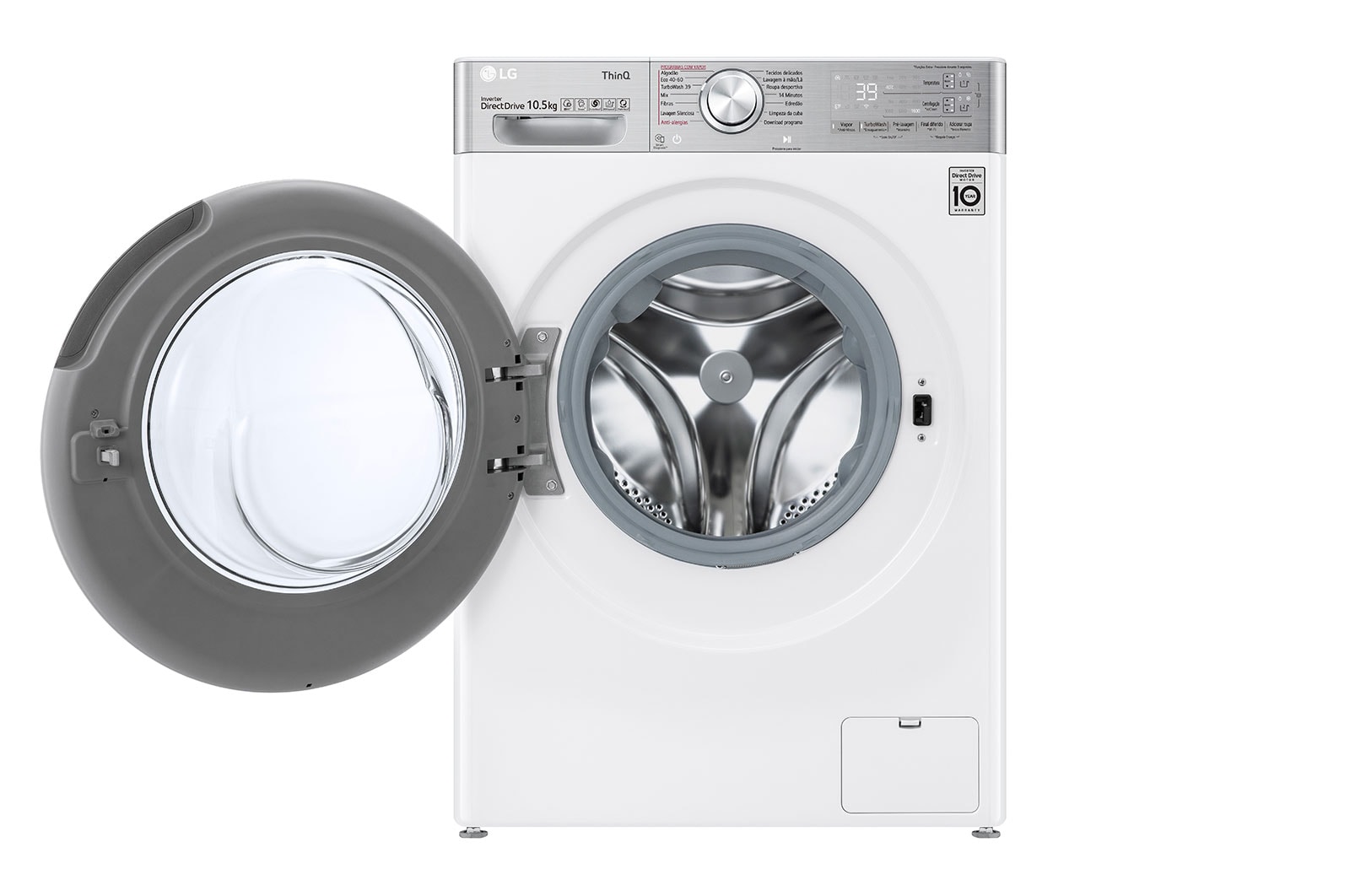 LG Máquina de lavar roupa LG F6WV9510P2W, 10,5 kg, eficiência energética A, 1600 r.p.m., AI DD™, Steam+™, TurboWash360™, ezDispense™, branco, F6WV9510P2W