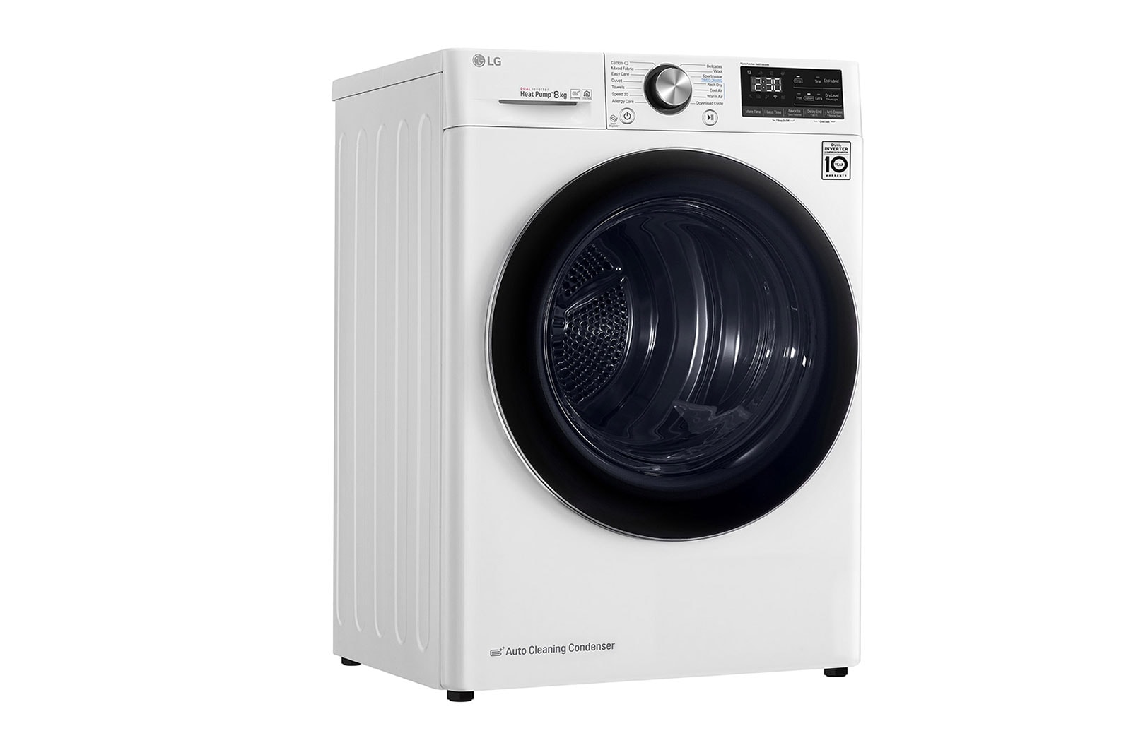 LG Máquina de secar roupa LG RC80V9AV2W, 8 kg, Dual Inverter Heat Pump™, eficiência energética A+++ (-10%), EcoHybrid™, limpeza automática do condensador, branco, RC80V9AV2W