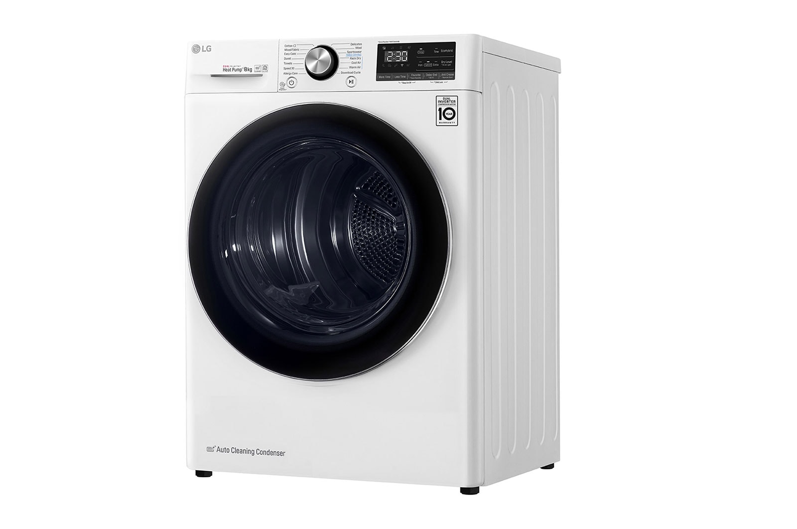 LG Máquina de secar roupa LG RC80V9AV2W, 8 kg, Dual Inverter Heat Pump™, eficiência energética A+++ (-10%), EcoHybrid™, limpeza automática do condensador, branco, RC80V9AV2W