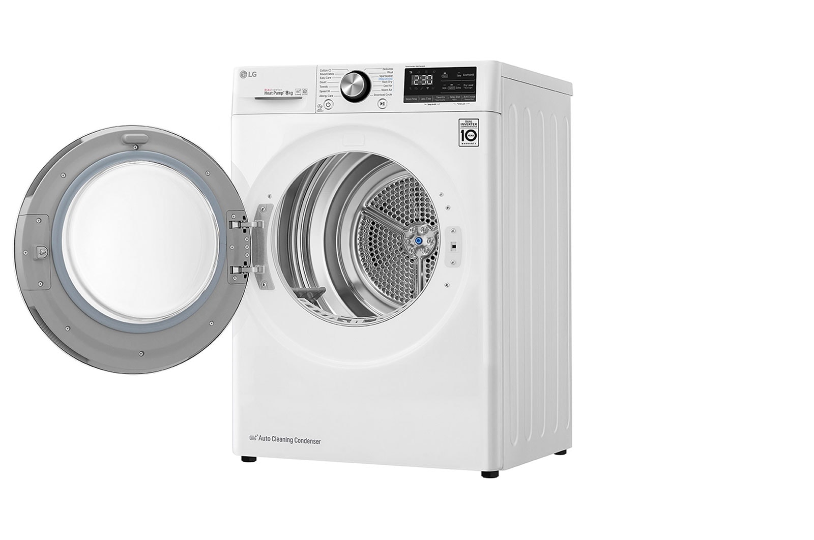 LG Máquina de secar roupa LG RC80V9AV2W, 8 kg, Dual Inverter Heat Pump™, eficiência energética A+++ (-10%), EcoHybrid™, limpeza automática do condensador, branco, RC80V9AV2W