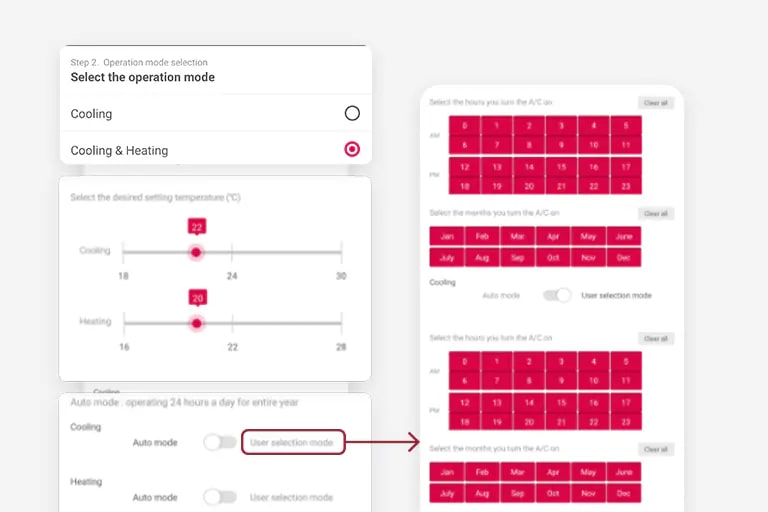 Vê-se a aplicação e como configurar o seu ar condicionado.