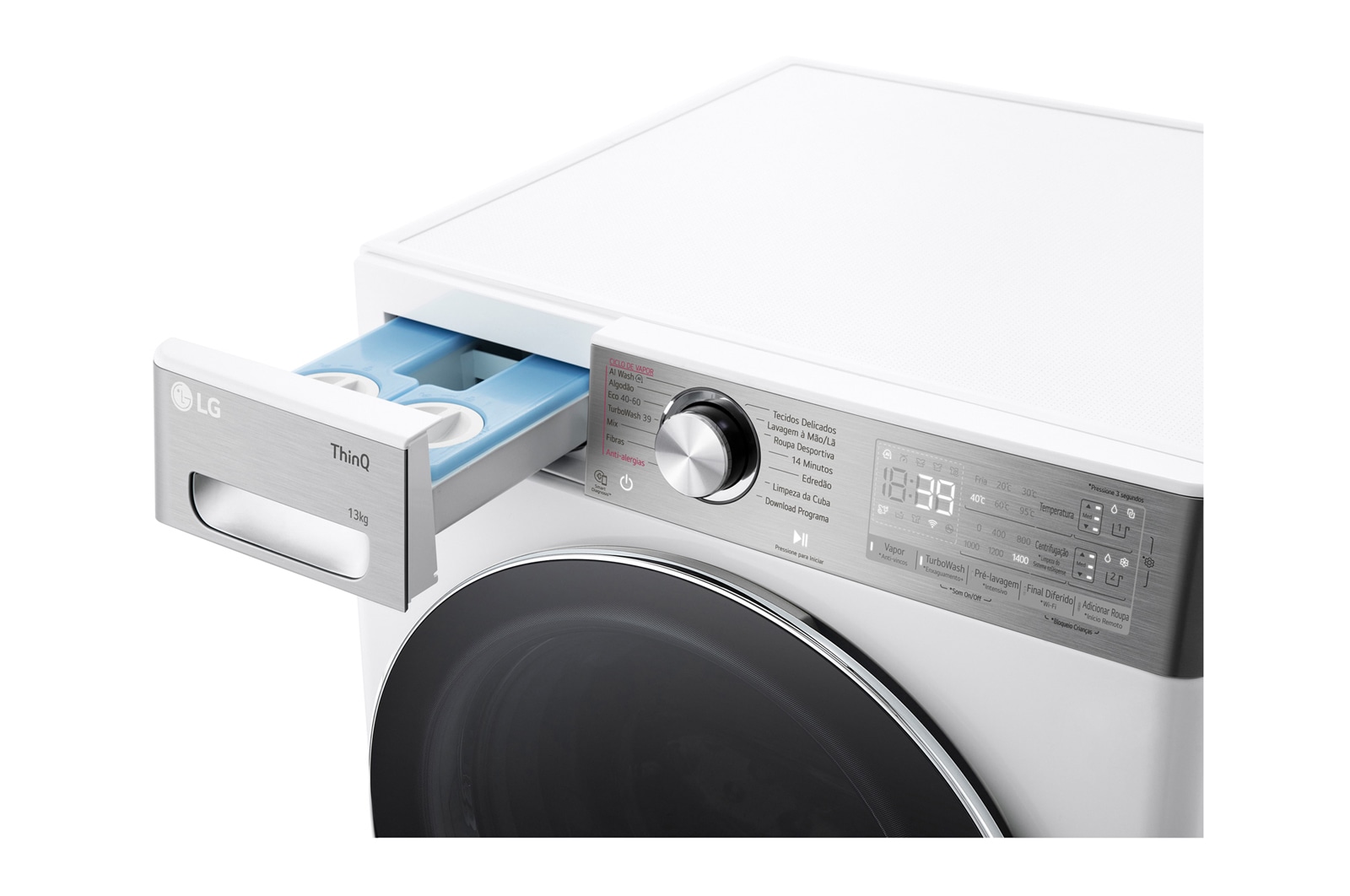 LG Máquina de lavar roupa LG F4WR9513A2W, 13 kg, eficiência energética A-20%, 1400 r.p.m., AI DD™, Steam+™, TurboWash360™, ezDispense™, branco, F4WR9513A2W