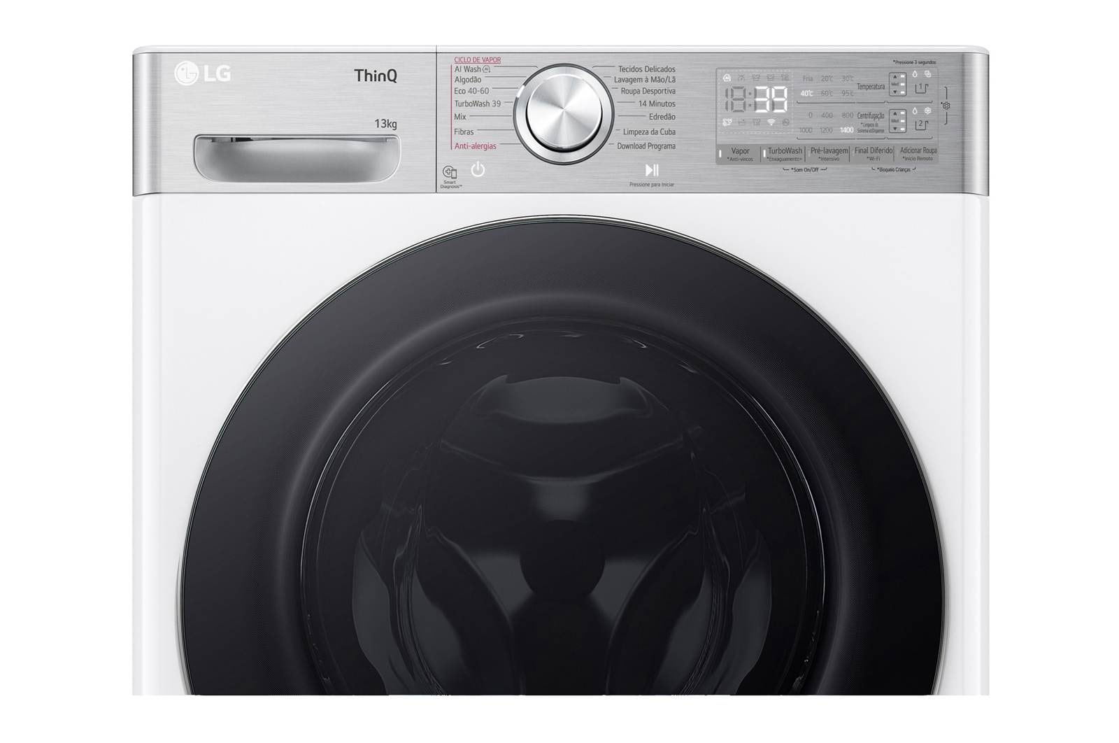 LG Máquina de lavar roupa LG F4WR9513A2W, 13 kg, eficiência energética A-20%, 1400 r.p.m., AI DD™, Steam+™, TurboWash360™, ezDispense™, branco, F4WR9513A2W