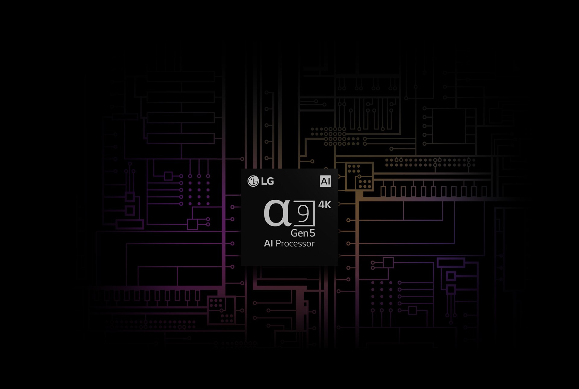 An image of the α9 Gen 5 AI processor 4K has a black and white background which transforms into colour.