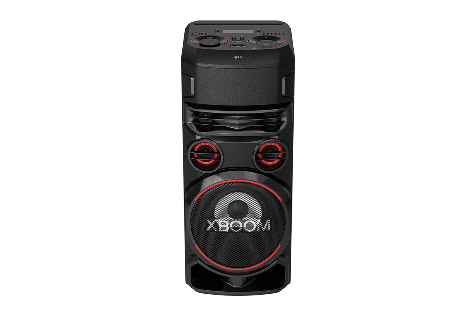 LG XBOOM RN7 ، مكبر صوت 2 بوصة × 2 ، متوسط 3 بوصات × 2 ، مكبر صوت 8 بوصة ، تعزيز جهير فائق ، انفجار جهير مزدوج ، ستروب للحفلات ، تطبيق دي جي ولوحة دي جي ، كاريوكي ستار والتحكم الصوتي ، مدخل جيتار , RN7