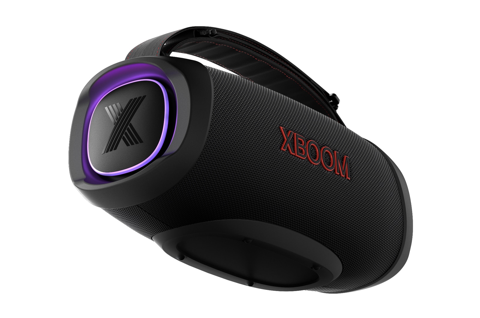 صورة بزاوية منخفضة مع توجيه الجانب الأيسر للأمام. إضاءة أرجوانية مضاءة.