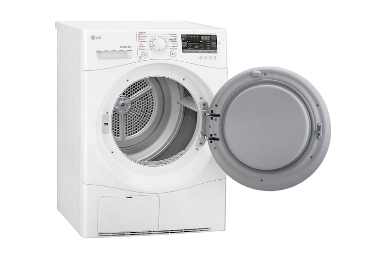 LG مجفف من النوع المكثف سعة 7 كجم، تجفيف باستخدام مستشعر، لون أبيض، تشخصيات ذكية للمشاكل, RC7066A1F