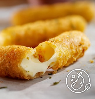 Background of cheese sticks with fresh frying icons