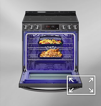 Icon for large interior size and food on oven tray