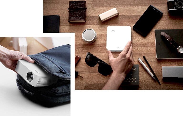 يتميز جهاز العرض بتصميم يناسب قبضة اليد الواحدة.