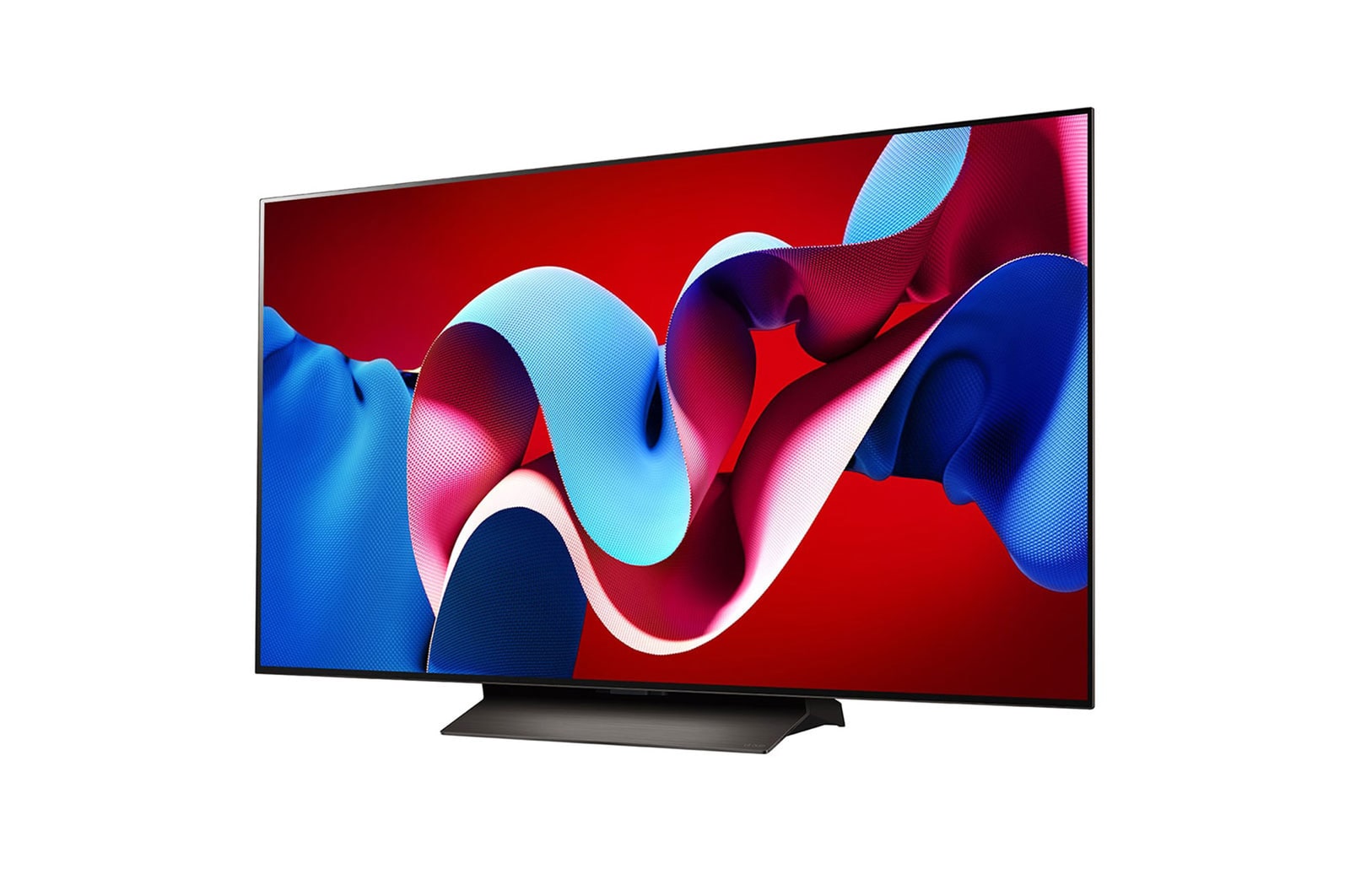 صورة جانبية بزاوية مائلة لليسار لتلفزيون LG OLED evo TV، OLED C4