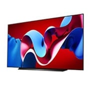 صورة جانبية بزاوية مائلة لليسار لتلفزيون LG OLED evo TV،‏ OLED C4