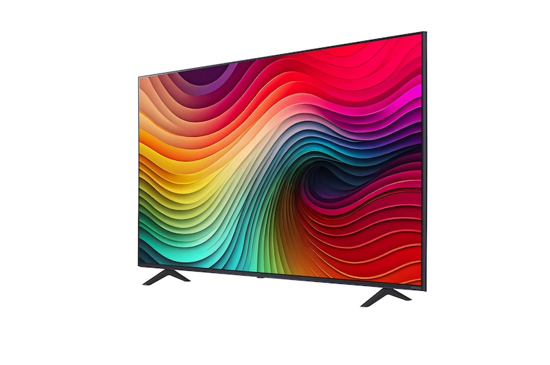 صورة جانبية بزاوية مائلة لليسار لتلفزيون LG NanoCell TV، وNANO80