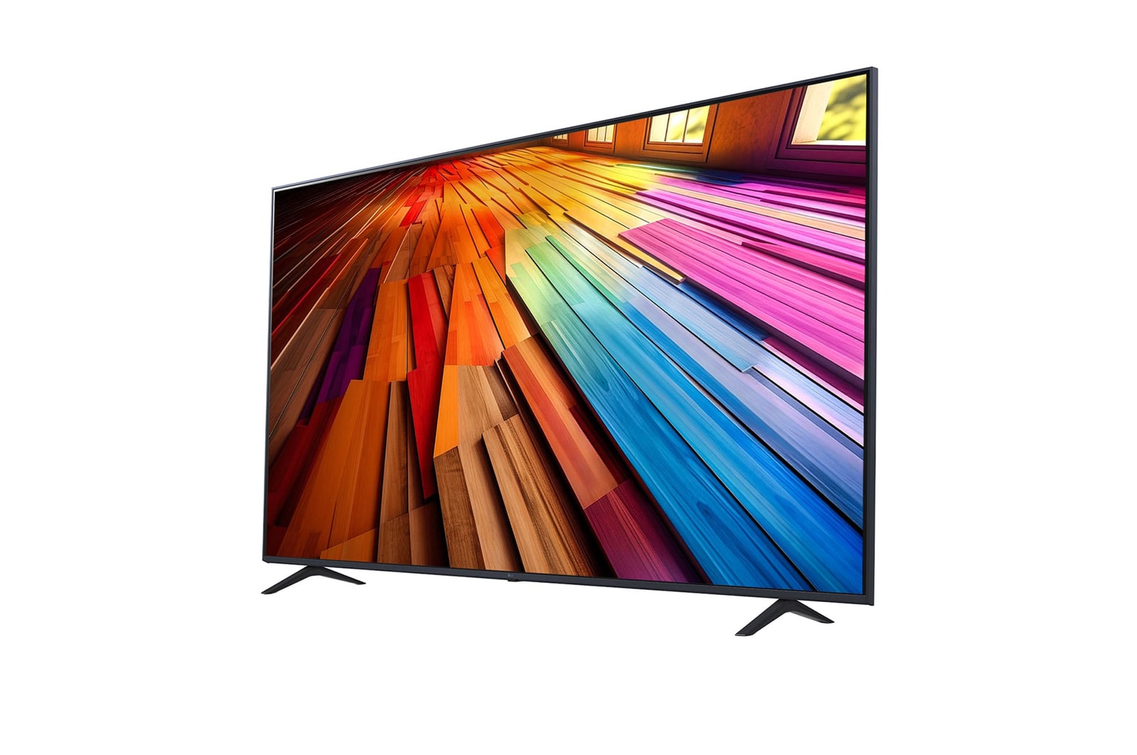 صورة جانبية بزاوية مائلة لليسار لتلفزيون LG UHD TV،‏ طراز UT80