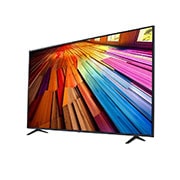 صورة جانبية بزاوية مائلة لليسار لتلفزيون LG UHD TV،‏ طراز UT80