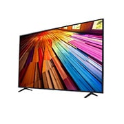 صورة جانبية بزاوية مائلة لليسار لتلفزيون LG UHD TV،‏ طراز UT80