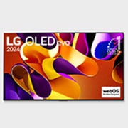 صورة أمامية لتلفزيون LG OLED evo TV وOLED G4 وتلفزيون OLED Emblem رقم 1 على مستوى العالم لمدة 11 عامًا وشعار الضمان الذي لمدة 5 سنوات على الشاشة