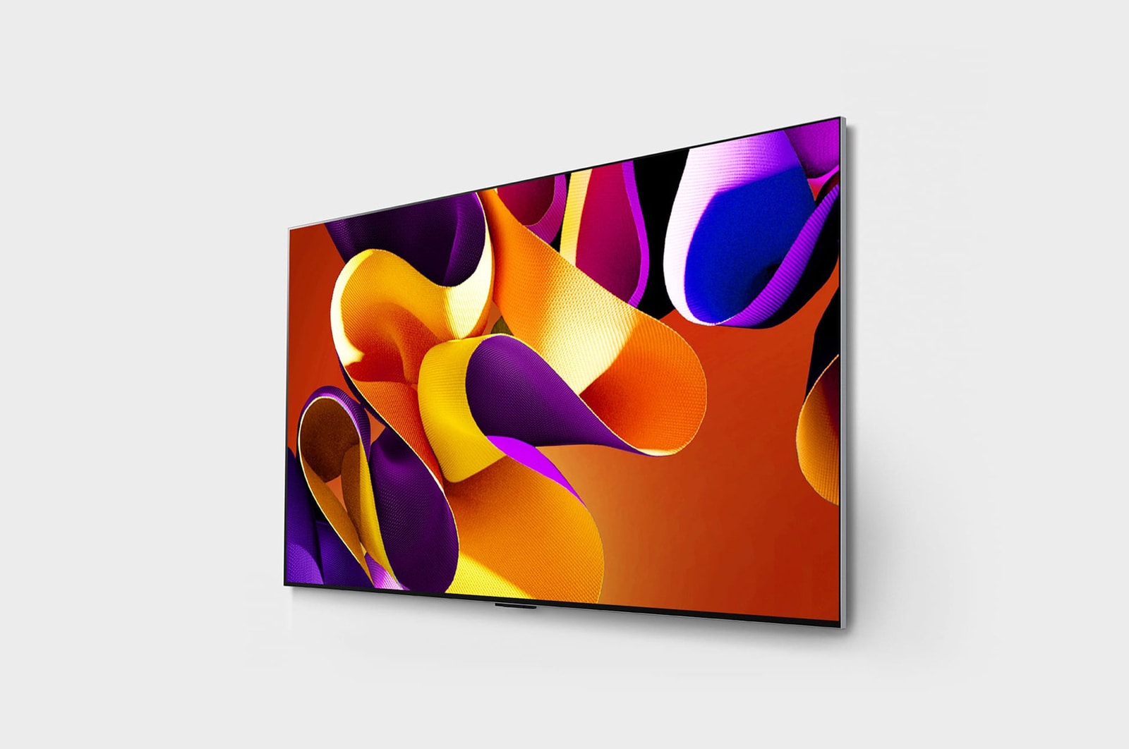صورة جانبية مائلة لليسار لتلفزيون LG OLED evo TV،‏ OLED G4 على الحائط