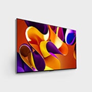 صورة جانبية مائلة لليمين لتلفزيون LG OLED evo TV،‏ OLED G4 على الحائط