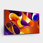 صورة جانبية مائلة بزاوية لليمين لتلفزيون LG OLED evo TV،‏ OLED G4 على الحائط