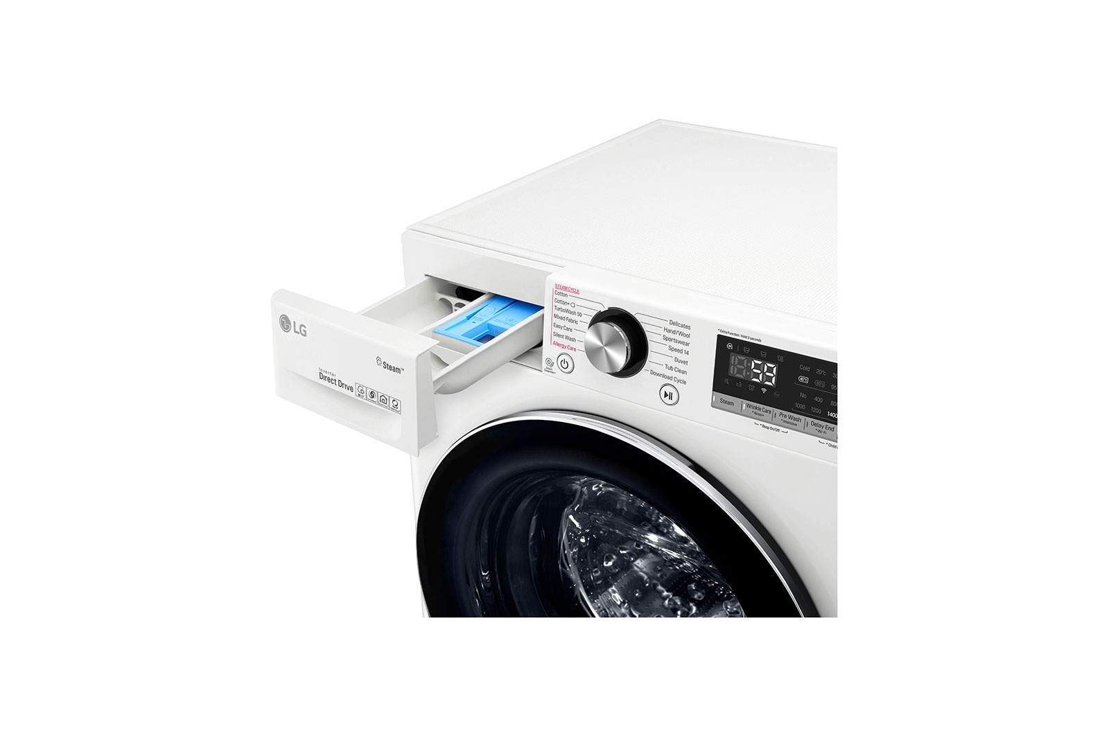 LG غسالة سعة 10.5 كجم ذات تحميل أمامي مع AI DD™، لون أبيض , WFV1114WHT