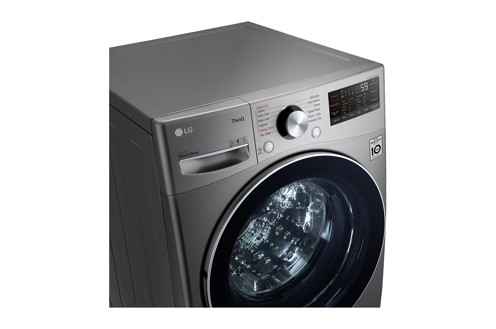 LG غسالة 14 كجم مع مجفف 8 كجم غسالة ذات تحميل أمامي ، VCM Color، AIDD ، غسالة ومجفف في واحد ، Turbo Wash، Steam ، اضافة قطع ، Inverter Direct Drive،<br>™Smart Diagnosis، ThinQ, WS1408XMT