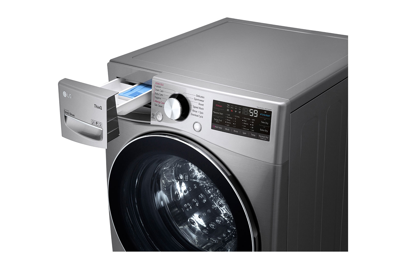 LG غسالة 14 كجم مع مجفف 8 كجم غسالة ذات تحميل أمامي ، VCM Color، AIDD ، غسالة ومجفف في واحد ، Turbo Wash، Steam ، اضافة قطع ، Inverter Direct Drive،<br>™Smart Diagnosis، ThinQ, WS1408XMT