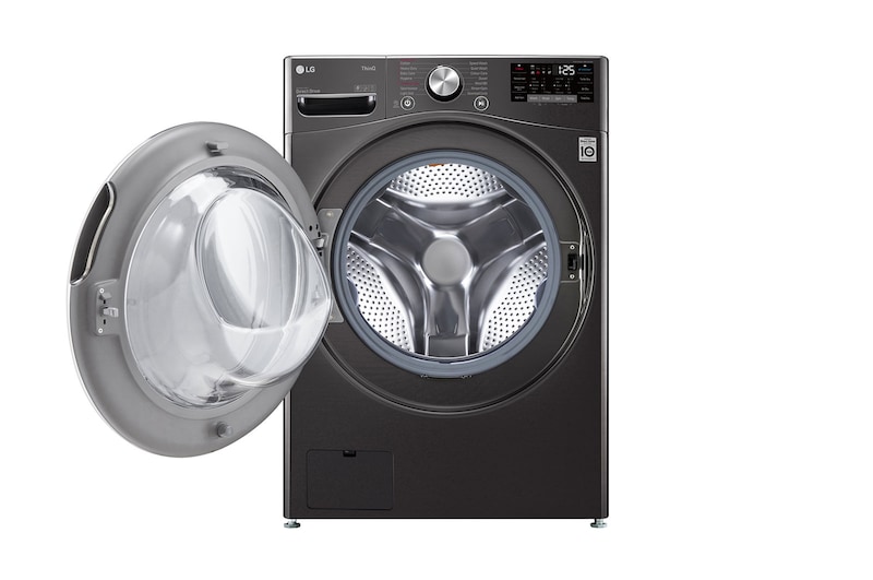 LG سعة 21 كجم، تحميل أمامي، لون أسود، AI DD، TurboWash 360، تنظيف بالبخار, WS2112BST