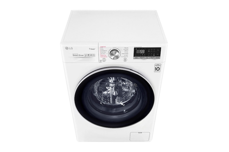 LG غسالة سعة 8 كجم مع مجفف سعة 5 كجم، غسالة ذات تحميل أمامي مزودة بميزة AI DD ™ (عناية ذكية مع حماية أكبر بنسبة 18٪ للأقمشة) ، غسالة ومجفف في جهاز واحد ، بخار ، سعة أكبر في نفس الحجم ، SmartThinQ ™ (Wi-Fi) ، باب زجاجي الفولاذ المقاوم للصدأ رافع., WSV0805WH