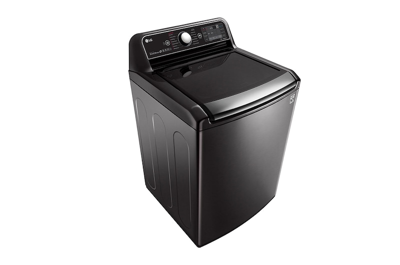 LG غسالة بتعبئة علوية سعة 24 كجم ، لون فولاذي أسود ، ™TurboWash3D ، بخار ، تنظيف تلقائي للحوض ، حوض كامل من الفولاذ المقاوم للصدأ ، غسيل أولي تلقائي ، ™ThinQ, WTR24HHB1