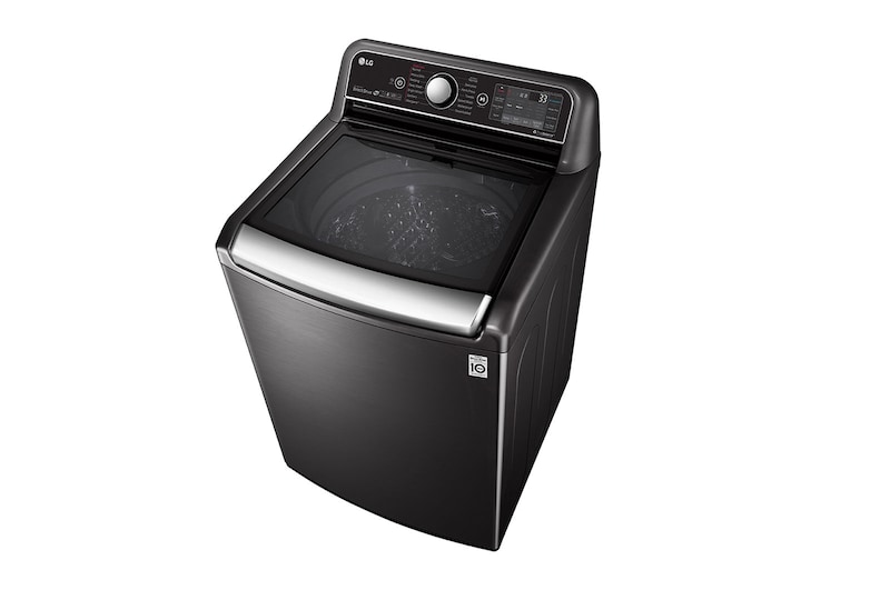 LG غسالة بتعبئة علوية سعة 24 كجم ، لون فولاذي أسود ، ™TurboWash3D ، بخار ، تنظيف تلقائي للحوض ، حوض كامل من الفولاذ المقاوم للصدأ ، غسيل أولي تلقائي ، ™ThinQ, WTR24HHB1