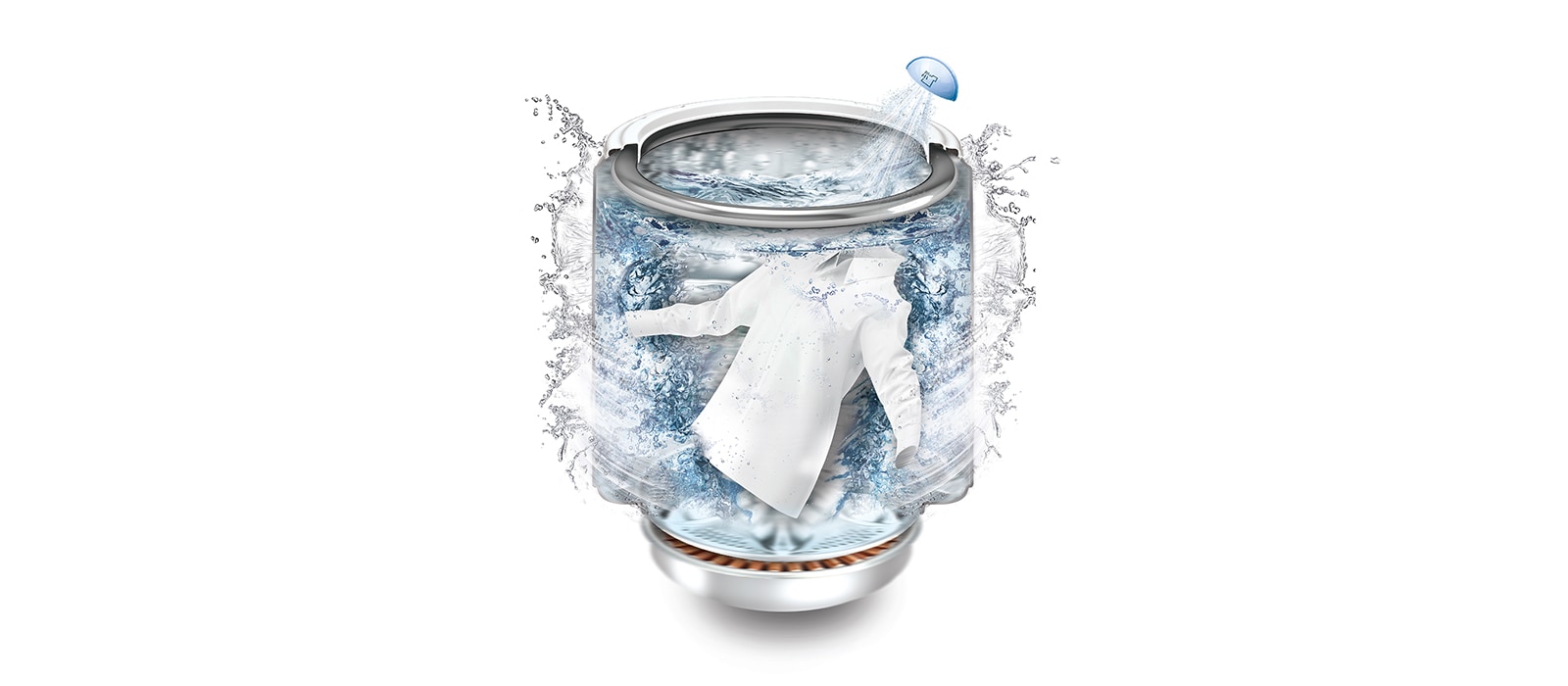 تظهر تيارات مائية قوية للتنظيف الشامل.