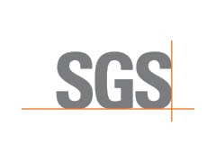 The SGS logo on a white background. Five dots at the bottom indicate there is a carousel. The third dot is red indicating this is the third of five images. 