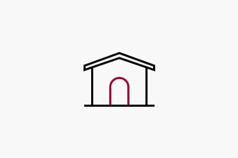 There is a house icon.	