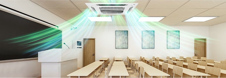 Dual vane cassette provides clean and cool air in offices, shopping malls, school, and kindergartens, and covers up to 142㎡.
