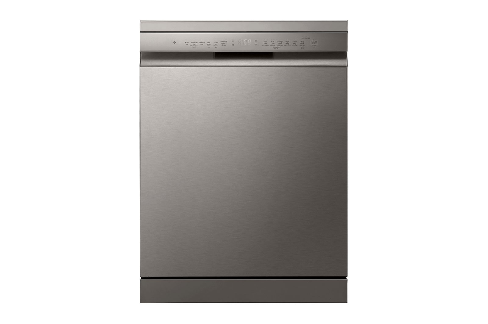 LG 14 Place Setting Dishwasher, Platinum Silver Color,Quad Wash, Easy Rack plus, Less Noise, Dual zone Wash, Turbo Cycle,Inverter Direct Drive Motor,Smart ,ThinQ, DFC415FPE