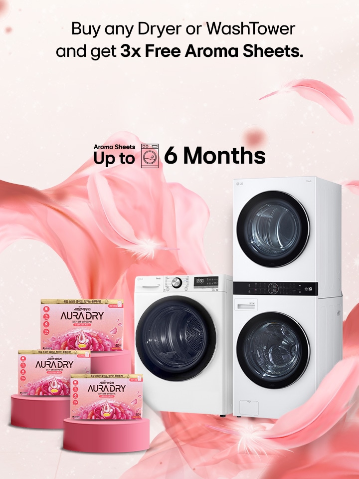 Buy Dryer or WashTower and get 3X Free Aroma Sheets.