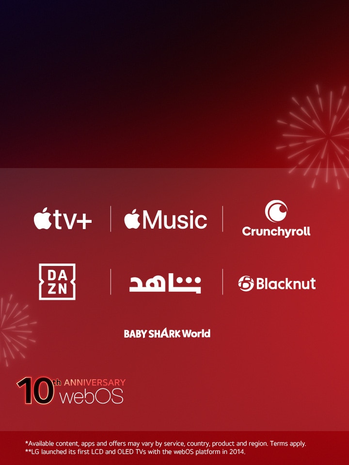 Image of celebrating 10 years of webOS during LG Streaming Week, with global content partners	