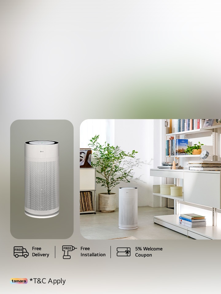 Compact yet powerful. Purify your space 360° with HEPA-grade filtration. Perfect for rooms up to 32 m². Smart, silent and sleek