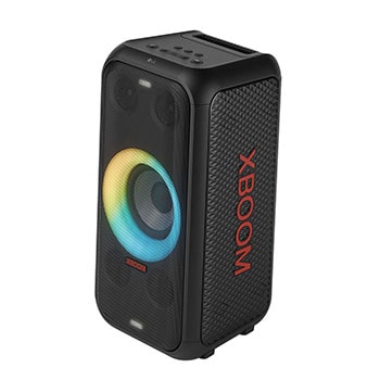 Right side forward with all lighting on. It shows XBOOM logo.